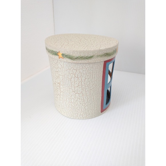 Nesting 3D Paper Mache Round Box Set Santa Cardinal Window Candy Cane Birdhouse - Picture 5 of 13